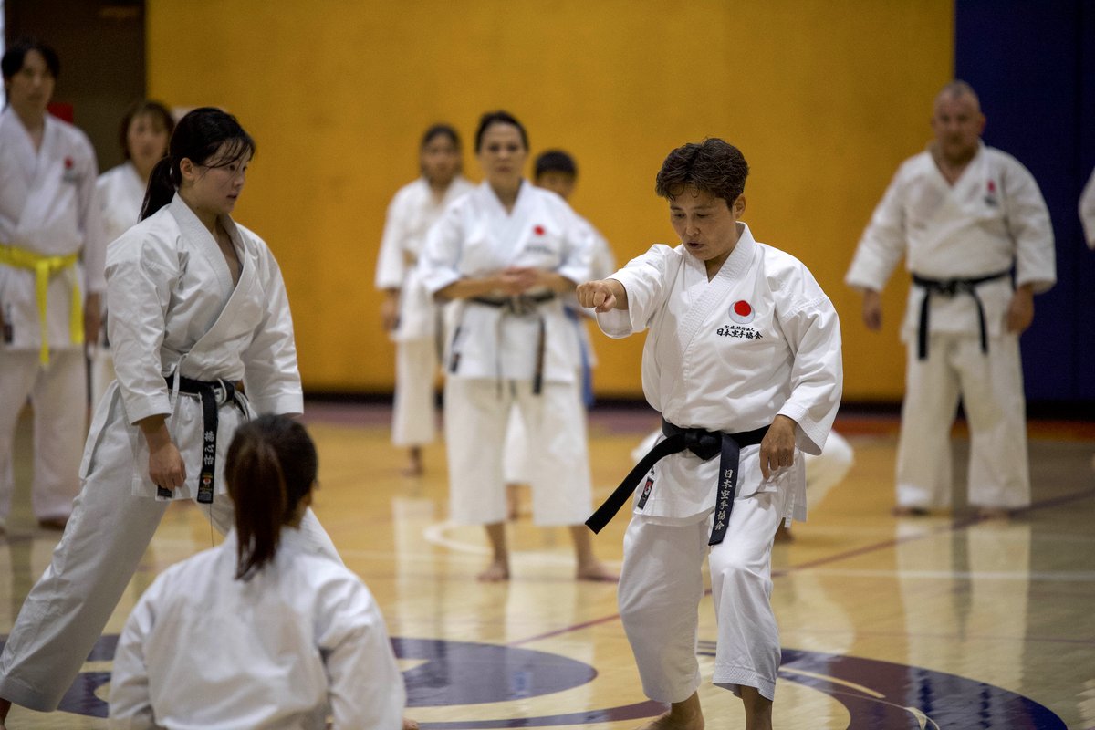 Hirayama Sensei demonstrating a technique to students