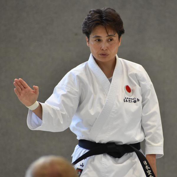 Hirayama Sensei teaching, demonstrating with an open hand